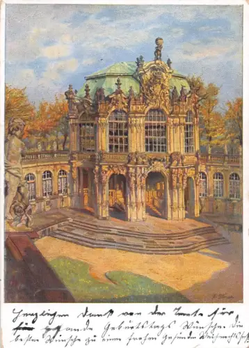 Dresden Zwingerwallpavillon Künstlerkarte sign. E. Körner gl1940 189.704