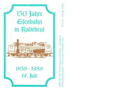 Radebeul 150 Jahre Eisenbahn Postkarte ngl 189.846