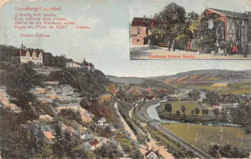 Dornburg-Dorndorf Panorama Gasthaus blaues Schild gl1910 190.092