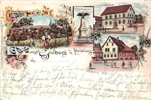 Geiberg bei Heidelberg Litho Mehrbildkarte gl1901 190.091