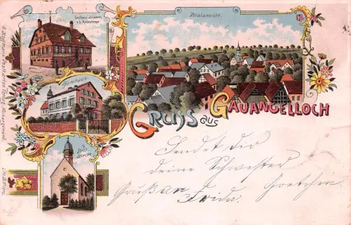 Gauangelloch Litho Mehrbildkarte gl1900 190.093