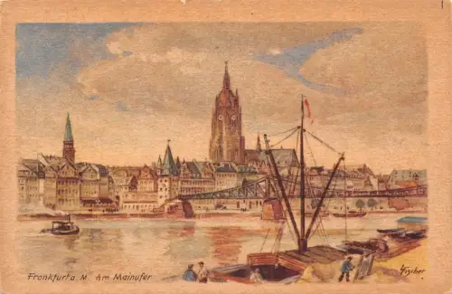 Frankfurt/Main Am Mainufer Künstlerkarte sign. ngl 190.166