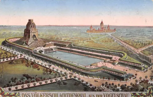 Leipzig Völkerschlachtdenkmal aus der Vogelschau gl1932 190.296