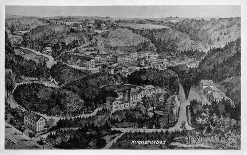 Augustusbad Panorama Künstlerkarte sign. ngl 190.320