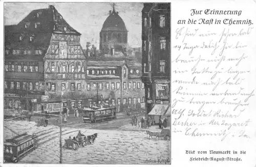 Chemnitz Blick vom Neumarkt Künstlerkarte sign. feldpgl1916 190.348
