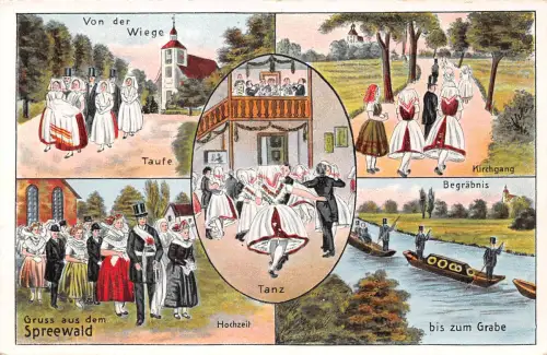 Spreewald "Von der Wiege bis zum Grabe" Mehrbildkarte ngl 190.558