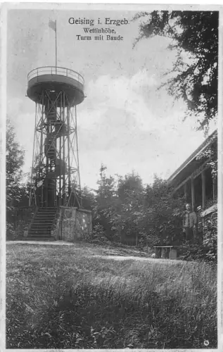 Geising / Erzgebirge Wettinhöhe Turm mit Baude ngl 190.684