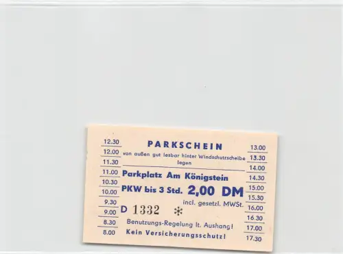 Königstein (Sachsen) Parkschein ngl 190.945