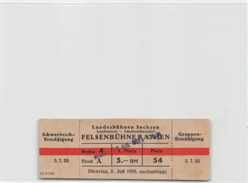 Rathen (Sächsische Schweiz) Eintrittskarte Felsenbühne ngl 191.103