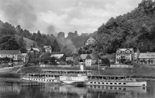 Rathen (Sächsische Schweiz) mit Elbdampfer "Dresden" gl 191.080