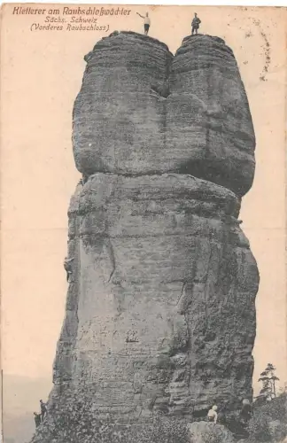 Sächs. Schweiz Kletterer am Raubschloßwächter gl1919 191.177