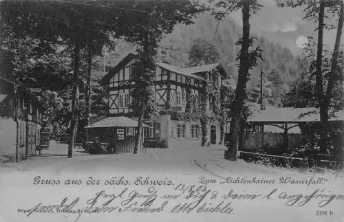 Lichtenhainer Wasserfall Mondscheinlitho gl1902 191.195