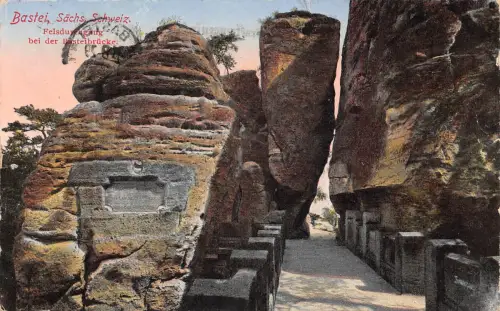 Sächs. Schweiz Felsdurchgang zur Basteibrücke gl1929 191.322