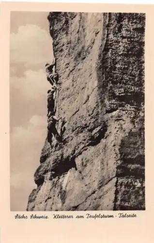 Sächs. Schweiz Kletterer am Teufelsturm ngl 191.386