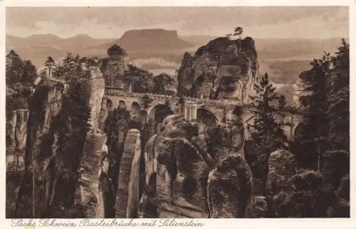 Sächs. Schweiz Basteibrücke mit Lilienstein ngl 191.341