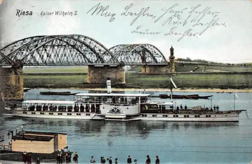 Riesa a.d. Elbe Schiff Kaiser Wilhelm II. gl1913 191.516