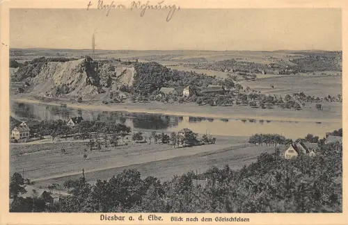 Diesbar a. Elbe Blick nach dem Görischfelsen, Posthlfstempel gl1928 191.528