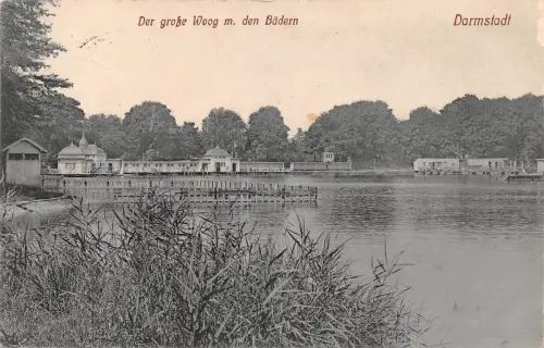 Darmstadt Der große Woog m. den Bädern gl 191.602