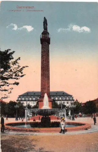 Darmstadt Ludwigssäule mit Olbrichbrunnen ngl 191.619