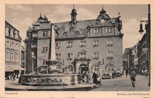 Darmstadt Rathaus und Marktbrunnen ngl 191.614