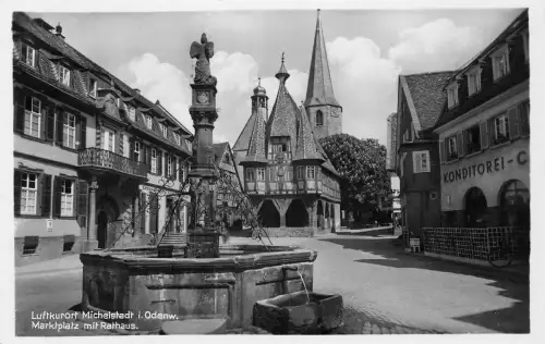 Michelstadt i. Odw. Marktplatz mit Rathaus bahnpgl1942 191.836