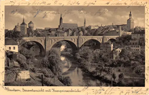 Bautzen Gesamtansicht mit Kronprinzenbrücke gl1938 192.190