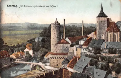 Bautzen Wasserkunst und Wendische Kirche gl1910 192.191