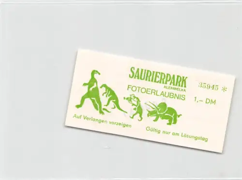 Großwelka Sauriergarten Eintrittskarte Rückseitig mit Werbung ngl 192.235