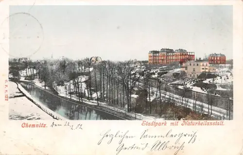 Chemnitz Stadtpark mit Naturheilanstalt im Winter gl1902 192.351