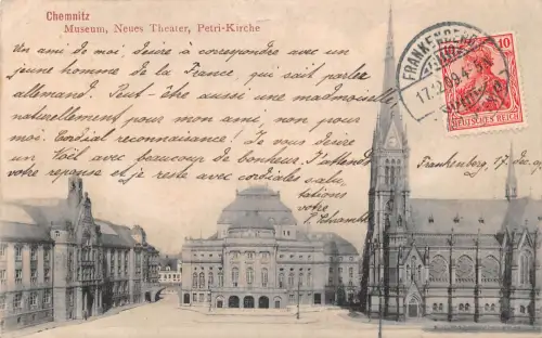 Chemnitz Neues Theater Petrikirche gl1909 192.486