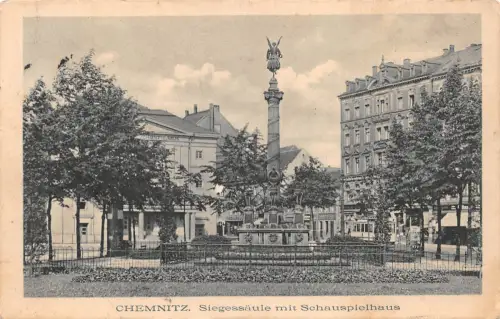 Chemnitz Siegessäule mit Schauspielhaus gl1928 192.493