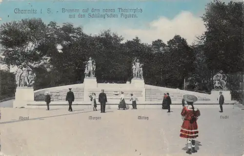 Chemnitz Brunnen mit den Schilling´schen Figuren gl1910 192.510