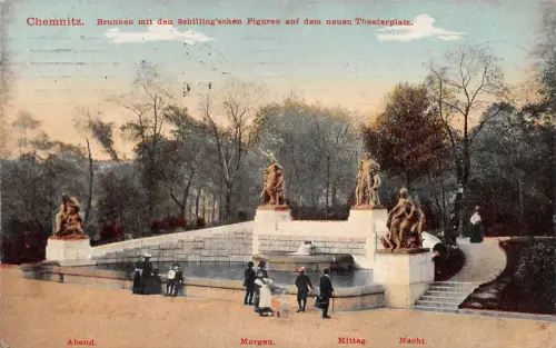 Chemnitz Brunnen mit den Schilling´schen Figuren gl1910 192.509