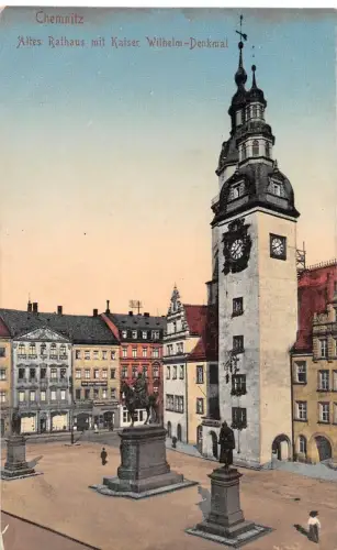 Chemnitz Rathaus mit Kaiser Wilhelm-Denkmal ngl 192.536