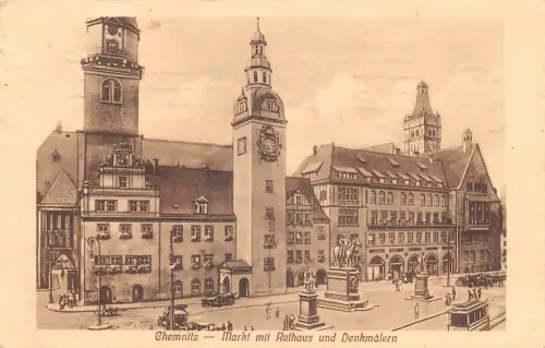 Chemnitz Markt mit Rathaus gl1914 192.534
