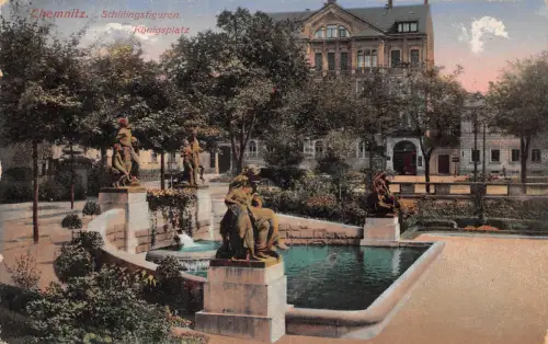 Chemnitz Schillingsfiguren Königsplatz feldpgl1917 192.511