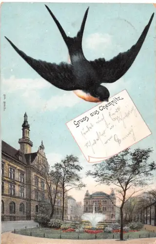 Chemnitz Rathaus mit Beckerdenkmal gl1909 192.541