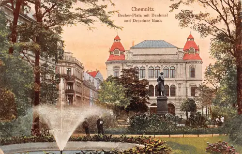 Chemnitz Becker-Platz mit Denkmal ngl 192.565