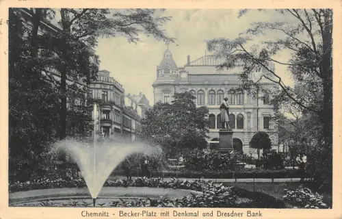 Chemnitz Becker-Platz mit Denkmal feldpgl1915 192.566