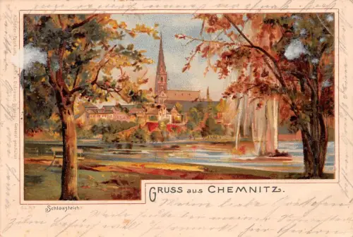 Chemnitz Schloßteich Litho bahnpgl1899 192.617