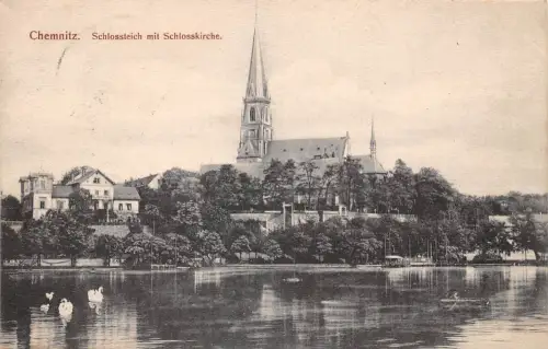 Chemnitz Schloßteich mit Schloßkirche bahnpgl 192.627