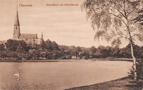 Chemnitz Schloßteich mit Schloßkirche ngl 192.625