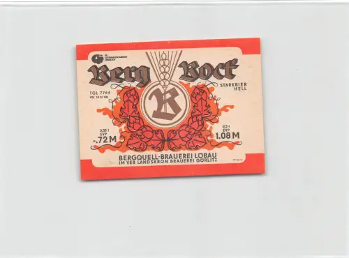 Löbau i.Sa. Bergquell-Brauerei Flaschenetikett keine AK ngl 192.660