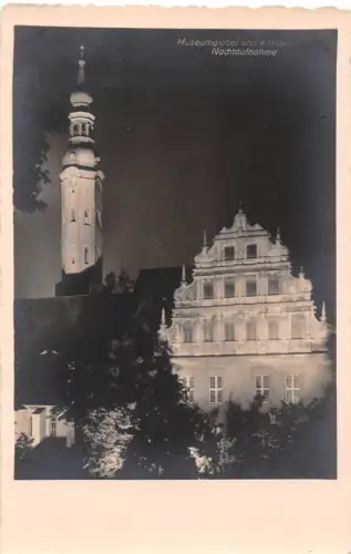 Zittau Museumsgiebel und Kloster bei Nacht Fotokarte ngl 192.721