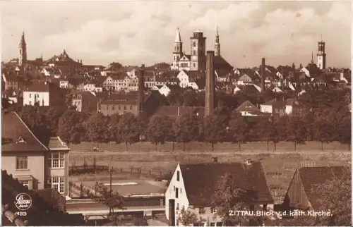 Zittau Blick von der Kath. Kirche gl1928 192.740