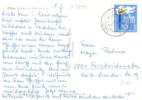 Zittau Rathaus mit Rolandsbrunnen gl1968 192.726
