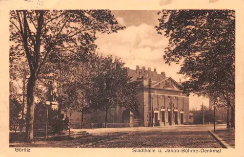 Görlitz Stadthalle u. Jakob-Böhme-Denkmal gl1927 192.998