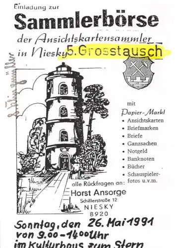 Niesky Flyer Sammlerbörse 1991 keine AK ngl 193.054