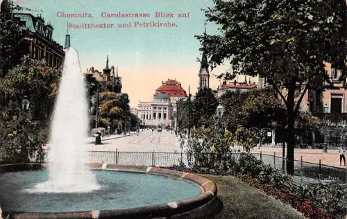 Chemnitz Carolastraße Stadttheater Kirche gl1912 193.067