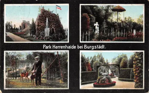 Burgstädt Park Herrenhaide Mehrbildkarte gl1912 193.111